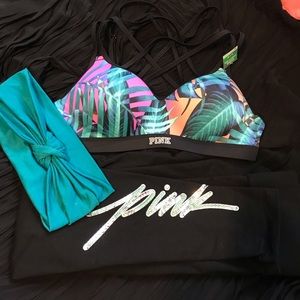 Pink Tropical Sports Bra in M with Tags